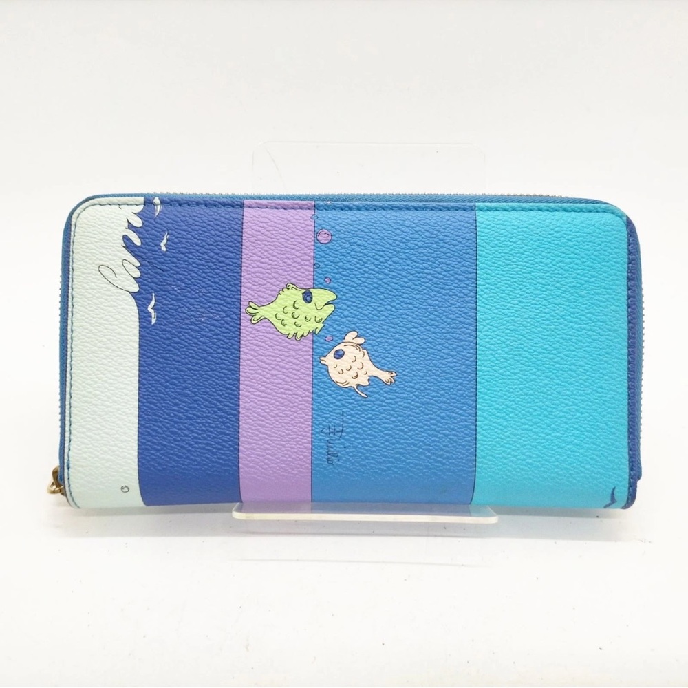 Emilio Pucci Long Wallet  Blue Leather 4708200